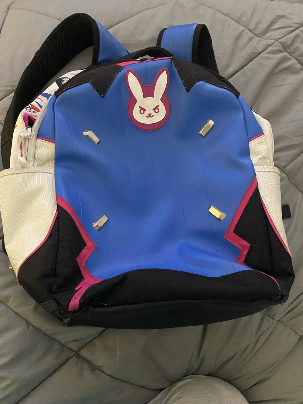 Blue & White Bunny Accent Backpack for Women